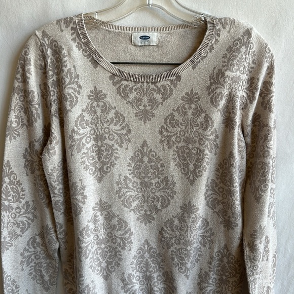 Old Navy cream print cotton sweater, size M - Picture 2 of 8